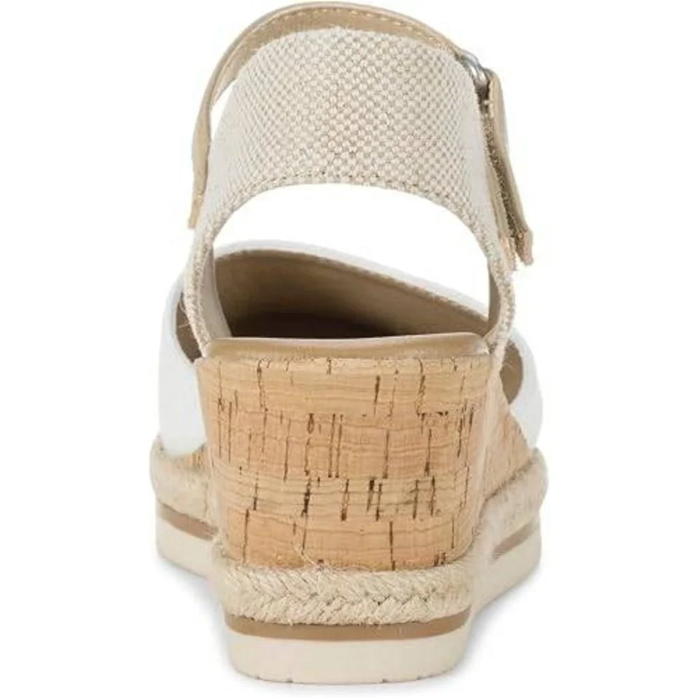 Baretraps Alycia Women White Wedge Sandals Espadrille Ankle Strap Size 7.5M